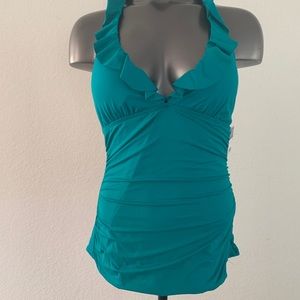 Lauren RL Tankini V-necklace with Ruffles Sz 12